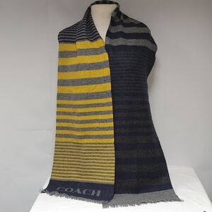 Coach New York Multi Color Knit Wool Long Scarf